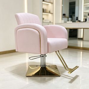 Sillón de Barbería de Lujo de Alta Gama, Totalmente Tapizado en Cuero, Base de Acero Inoxidable, Color y Logotipo Personalizables, Silla de Estilismo para Salón de Belleza - Product Image 1