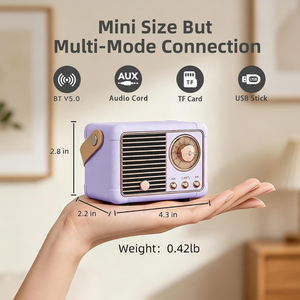 Radio Inalámbrica Portátil, Altavoz de Estilo Retro Antiguo, Fácil de Transportar para Cocina, Escritorio, Dormitorio, Viajes al Aire Libre - Product Image 4