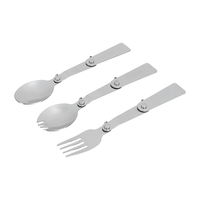 Couverts de camping pliables portables en acier inoxydable SUS304 : cuillère, fourchette, cuillère-fourchette, couteau pliables pour voyage