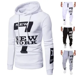Men's outdoor sportswear 2 piece set plus size sports casual sports printed hoodie suit