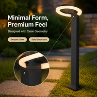 Lampadaire LED circulaire Clean Geometry Halo IP65 résistant à l'eau 18W AC85-260V en aluminium moulé sous pression pour extérieur, pelouse et allée