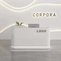 Comptoir de réception moderne avec logo personnalisé, base lumineuse LED, bureau de caisse pour salon de beauté, bureau, hall d'hôtel