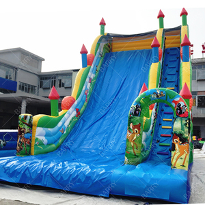 Château gonflable vert simple voie, type populaire <span class=keywords><strong>de</strong></span> haute qualité, glisseur <span class=keywords><strong>de</strong></span> <span class=keywords><strong>zoo</strong></span> pour enfants, avec impression complète - Product Image 1