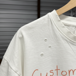 T-shirt Estiva da Uomo Bianca 100% Cotone a Maniche Corte Oversize con Stampa Grafica DTG Effetto Lavato Distressed Vestibilità Ampia Stile Hip Hop Eco-Friendly - Product Image 3
