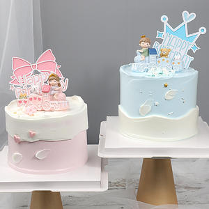 Décorations de gâteau de princesse <span class=keywords><strong>Prince</strong></span> <span class=keywords><strong>petit</strong></span> train rose et bleu pour garçons et filles pour gâteaux d'anniversaire de Noël - Product Image 2