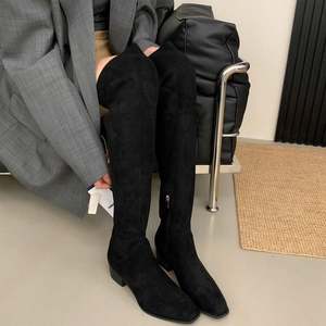 Luxury Fashion Boots Imported Calfskin <strong>Horse</strong> Bit <strong>Square</strong> Heel Autumn Winter Flat Boots - Product Image 5