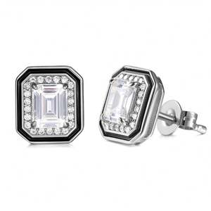 เครื่องประดับแฟชั่นเซรามิกสีขาวสุดหรูสำหรับสุภาพสตรีต่างหู925เงินแท้ - Product Image 1