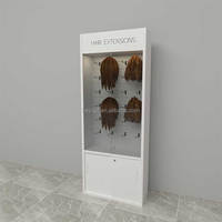 Vitrine de Salon sur Pied en Bois Blanc avec Logo Personnalisé Gratuit pour Présentoir de Cheveux Naturels et Extensions de Perruques en Magasin