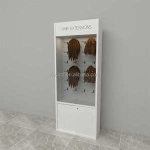 Kostenloses Personalisiertes Logo Salon Vitrine aus Weißem Holz für Echthaar & Perückenverlängerungen Bodenständer für Ladendisplay Perücken - Product Image 5