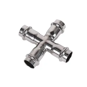 Stainless steel SS304 316L DN50 press fitting Straight cross for Water Pipes and gas pipe