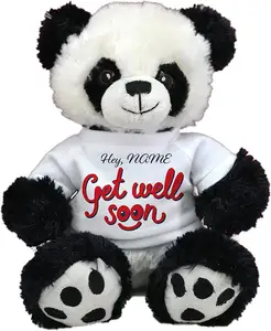 尽快康复泰迪熊/小狗/熊猫与个性化标志t恤医院礼物