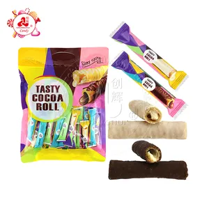 Tasty Chocolate coated Cocoa filled egg roll wafer biscuit stick