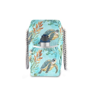 Bolso de playa reutilizable para mujer con asa de cuerda, diseños de tortuga, de tela de nailon, portátil, con cierre de cremallera, ideal para el verano. - Product Image 3