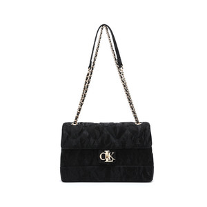 <span class=keywords><strong>Bolso</strong></span> de Hombro Acolchado Negro Minimalista/Normcore de Primavera &WQ para <span class=keywords><strong>Mujer</strong></span>, <span class=keywords><strong>Bolso</strong></span> Bandolera Espacioso con Cadena Ajustable de Cuero Trenzado - Product Image 1
