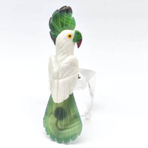 รูบี้โซไซต์/ไวท์แคลไซต์/ไครโซเพรส แกะสลักนกแก้วขนาด L รุ่น BJ2657 - Product Image 1