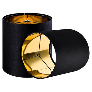 Abat-jour cylindrique en tissu avec intérieur doré, installation facile, accessoire de lampe de luxe contemporain pour table, sol, mur, plafond - Product Image 1