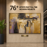 Gold Schwarz Lila Ölgemälde Bas-Relief Impasto Strukturierte Wandkunst Goldrahmen Hotel Grand Lobby Statement-Wandbild Maßanfertigung Großhandel OEM