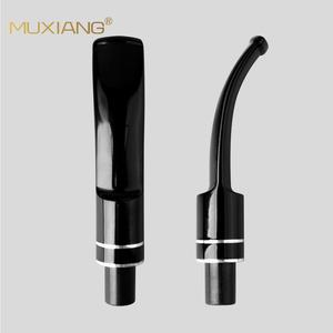 Muxiang Straight And Curved Stem 9mm Filter Pipe Mouthpiece With Silver Metal Ring Reusable Smoking Accessory - Product Image 2