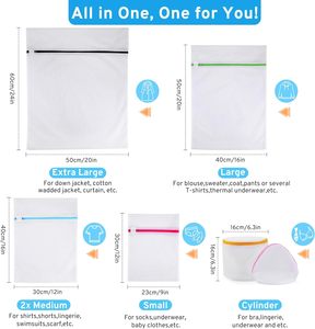 QJMAX 7-teiliges Auto-Lock-Wäsche sack mit Reiß verschluss 6 Größen Mesh Dessous Aufbewahrung taschen für bequemes Waschen - Product Image 2