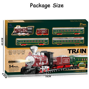300CM Long Taille Électrique Jouet Voiture Rétro Réaliste Scènes Jouet Vintage Train Modèle Chemin De Fer avec Lumière Sonore - Product Image 4