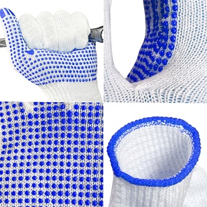 Guantes de algodón de mano a granel de construcción calibre 7 De fábrica calibre 10 guantes de trabajo industrial de algodón de punto de lunares de PVC - Product Image 3