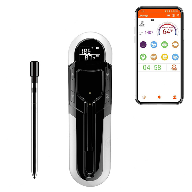 500ft Long Range Transmission Smart Wireless Meat Temperature Probe Food Meat Blue Tooth Thermometer for Grill BBQ