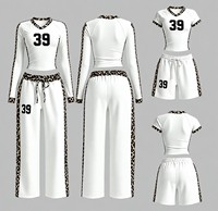 Ensemble de survêtement 2 pièces Y2K pour femme 2026 – Haut court imprimé léopard et pantalon de survêtement large – Ensemble court d'été décontracté pour femme