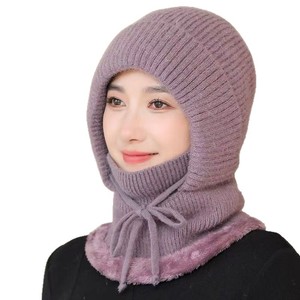 Women's Winter Knitted Ski Cap With Fleece Lining <b>Warm</b> Neck Protector For Outdoor Cycling And Cold Weather Protection - Product Image 4