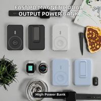 Batterie Externe Magnétique Portable à Charge Rapide PD 15W avec Support Téléphone, Facile à Transporter, 5K 10K mAh, pour iPhone 17 18 Duo