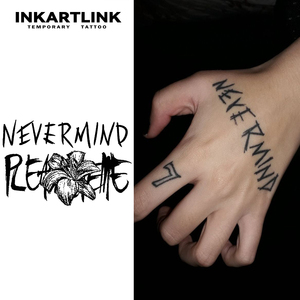 Autocollant de tatouage personnalisé NEVERMIND, motif fleur de lys, style rock, à base de plantes, semi-permanent 15 jours, pour le corps, les mains et les doigts, vente en gros - Product Image 2