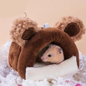 Nid d'animal de compagnie en forme de grenouille de dessin animé de luxe utile hiver/printemps maison de cochon d'inde pour lapin nain lapin furet Hamster motif solide - Product Image 6