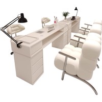 Table et chaise de manucure de style crème haut de gamme Table en bois avec prise d'aspirateur intégrée Table à ongles