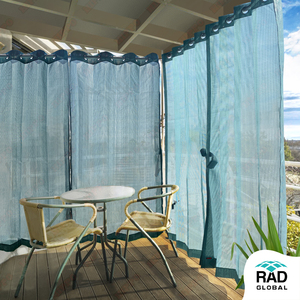 Cool Blue HDPE Eyelet Outdoor <b>Curtains</b> with Airy Light Filtering Fabric and Refreshing Coastal Style for Elegant Balcony - Product Image 4