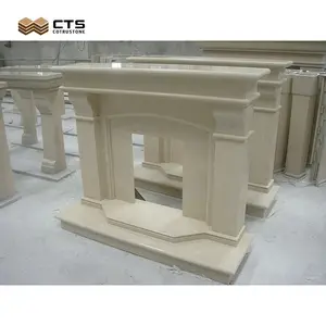 Wholesale High Quality Marble CAD Fireplace Custom Design Beige Marble Fireplace Border For Indoor Decor