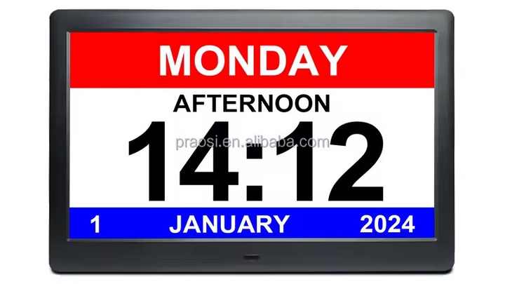 TMC, orologio digitale con calendario da 20,3 cm, con 12 opzioni di allarme, per anziani, demenza, alzheimer Infradito colorati estivi, con finte perline