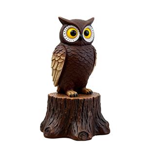 งานประติมากรรมรูปนกฮูกแบบละเอียด - งานฝีมือเรซิ่นสั่งทำพิเศษ ตาสีเหลืองสดใส เหมาะสำหรับตกแต่งห้องนั่งเล่น ระเบียง หรือสำนักงาน และเป็นของขวัญ - Product Image 1