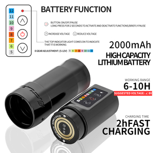 เครื่องสักไร้สายคุณภาพสูง 2000mAh สำหรับงานไลน์และลงเงา มอเตอร์ทรงพลัง เหมาะสำหรับสตูดิโอและมืออาชีพ - Product Image 2