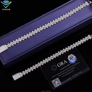 กำไลข้อมือแบบคิวบาประดับเพชรโมอิสซาไนต์ VVS พร้อมใบรับรอง GRA ชุบทองคำขาว 925 เงินแท้ ผ่านการทดสอบเพชร สไตล์ฮิปฮอป พังก์ - Product Image 6