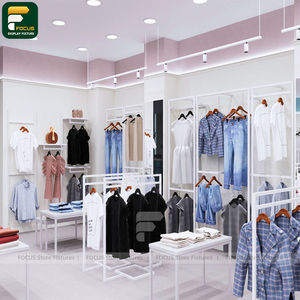 Exhibidor de Ropa Moderno para Comercios, Mueble Colgante de Materiales Mixtos, Instalación de Exhibición Personalizada - Product Image 1