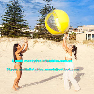 Boule de plage gonflable à paillettes, 1 pièce, Transparent, jaune, Jumbo Transparent - Product Image 3