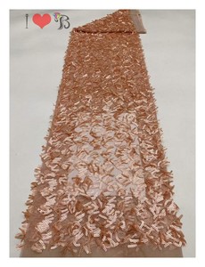 Afrikanische Sequenz Französisch Tüll Spitze Mesh Shinny Schwere Pailletten Spitze Stoffe 3D Stickerei Netz Stoff für Party Hochzeits kleid - Product Image 2