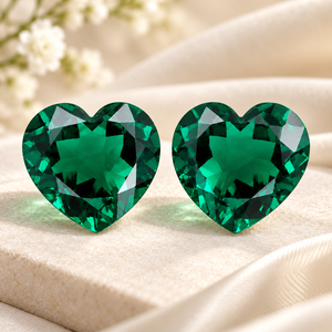 Smeraldo <span class=keywords><strong>Verde</strong></span> Zambiano Sintetico Taglio a Cuore all'Ingrosso, Gemma Sciolta Lucidata con Valutazione di Terze Parti per Creazione Gioielli - Product Image 2