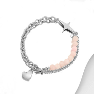 Hot Selling Simple Popular Design Spliced Pink <b>Bead</b> Alloy Chain <b>Bracelet</b> Sweet Women's Cross <b>Bracelets</b> Fashion Jewelry Wholesale - Product Image 5