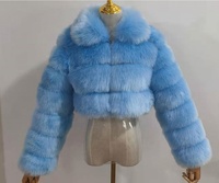 Manteau en fourrure imitation renard, fabrication américaine, court, à revers, manches longues, vêtements pour femmes, en stock, vente en gros