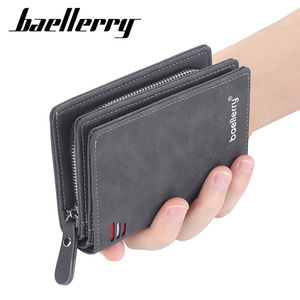 กระเป๋าสตางค์แบบสั้นสำหรับผู้ชาย Baellerry สีเทา กระเป๋าสตางค์แนวตั้งแบบมีซิปใส่บัตรได้หลายใบ ใช้ได้ทุกวัน - Product Image 1