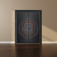 Porte d'entrée principale moderne pour villa, double porte en aluminium moulé, porte de sécurité avec isolation phonique pour ferme, école, cuisine