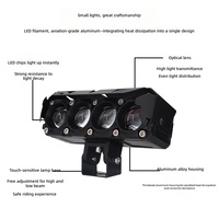 Phare de moto LED 32W à 4 lentilles 12-80V 3200LM, faisceau extérieur blanc jaune bleu Hi/Lo, projecteur en aluminium pour tout-terrain, ATV, SUV