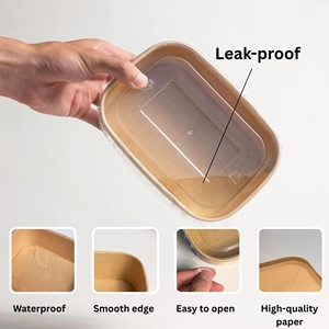Bol à <span class=keywords><strong>salade</strong></span> jetable en papier kraft avec couvercle, étanche, de qualité alimentaire, conteneur rond personnalisé pour la livraison de repas à emporter - Product Image 2