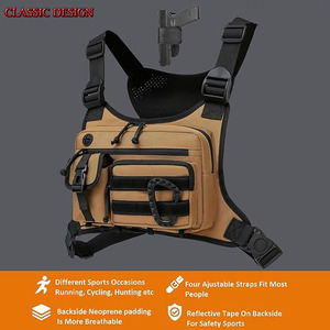 Échantillon gratuit, logo personnalisé, sac tactique utilitaire noir, bandoulière, poche de poitrine, porte-équipement tactique, sac de poitrine pour homme - Product Image 5