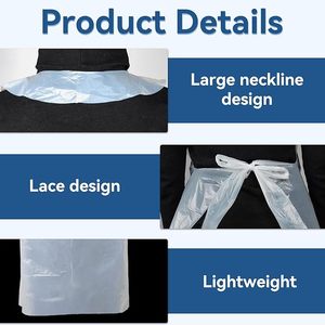 Delantales Desechables de Plástico Blanco, Material de Polietileno Impermeable, Ideales para Cocinar, Pintar, Manualidades - Product Image 4